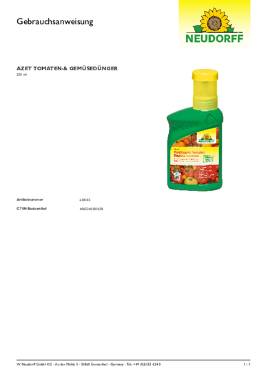 Azet Fertilizante Tomates líquido Gebrauchsanweisung