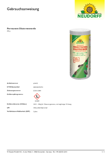 Permanent Insecticida Rastreros Gebrauchsanweisung