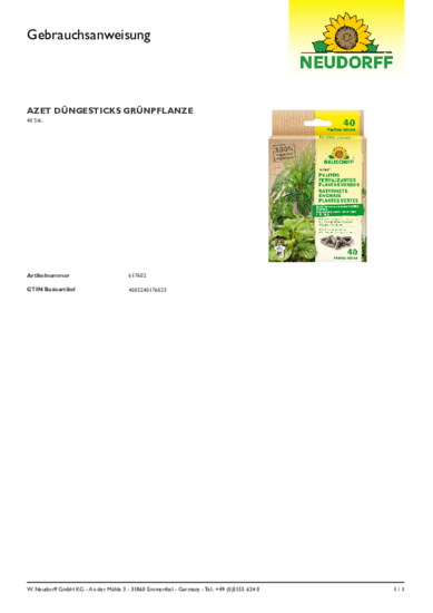 Azet PALITOS FERTILIZANTES PLANTAS VERDES Gebrauchsanweisung