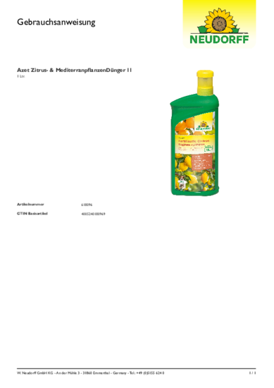 Azet Fertilizante Citricos líquido Gebrauchsanweisung